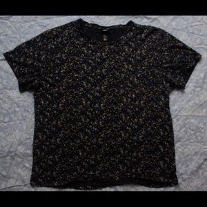 Blue and yellow splatter paint t-shirt